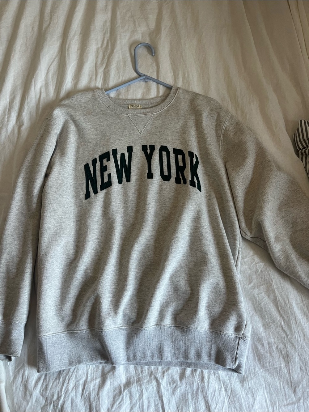 John Galt Gray "New York" Cotton Crewneck Sweatshirt